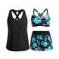 👙✨ 50% KORTING! Tanktop, bikinitop én shorts in 1 set. Criss-cross rug, tummy control, en sneldrogende stof – jij bepaalt hoe je straalt op het strand!