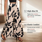 Damesbroek met print, hoge taille en wijde pijpen