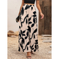 Damesbroek met print, hoge taille en wijde pijpen