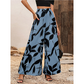 Damesbroek met print, hoge taille en wijde pijpen