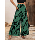 Damesbroek met print, hoge taille en wijde pijpen