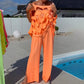 Set met top met uitsnijdingen en bandeau-jumpsuit