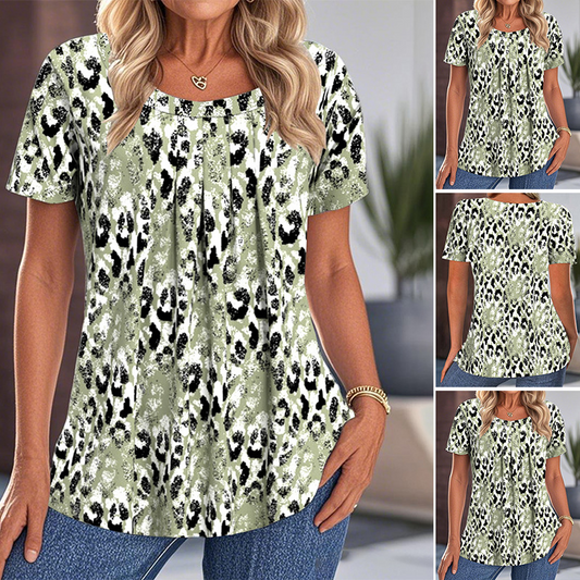 Casual dames-top met print, ronde hals en korte mouwen