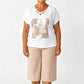 Casual tweedelige set voor dames: T-shirt met V-hals en cropped broek