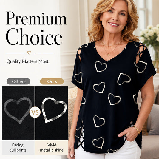 Casual T-shirt met V-hals en korte mouwen voor dames