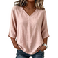 Casual damesblouse met V-hals en 3/4-mouwen