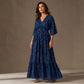 Elegante jurk met V-hals en print voor dames