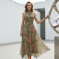 Elegante maxi-jurk met halternek en bloemenprint
