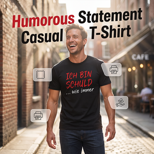 😂 Grappig Duits Slogan Heren T-Shirt | Zwart Casual Korte Mouw ✨