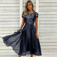 Elegante chiffonjurk met bloemenprint en pailletten voor dames