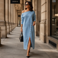 💙 Off-Shoulder Denimjurk – Nieuwe Najaarscollectie | Vrouwelijke Pasvorm & Casual Elegantie | Tijdelijk 50% KORTING
