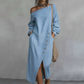 💙 Off-Shoulder Denimjurk – Nieuwe Najaarscollectie | Vrouwelijke Pasvorm & Casual Elegantie | Tijdelijk 50% KORTING