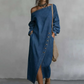 💙 Off-Shoulder Denimjurk – Nieuwe Najaarscollectie | Vrouwelijke Pasvorm & Casual Elegantie | Tijdelijk 50% KORTING