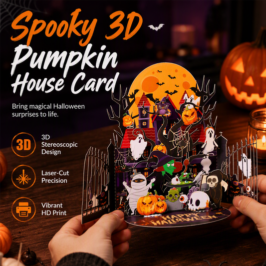 💥 Met 50% korting! 🔥 3D Halloween pop-up kaart – spookachtig pompoenhuis, lasergesneden, 250g karton, 12,8×17,3 cm, incl. envelop + plakbriefje + OPP-zakje, perfect voor uitnodiging/decoratie/cadeau 🎃