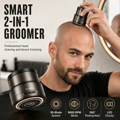 ✂️2-in-1 Slimme Elektrische Kaalhoofdshearer en Baardtrimmer met Digitaal Display