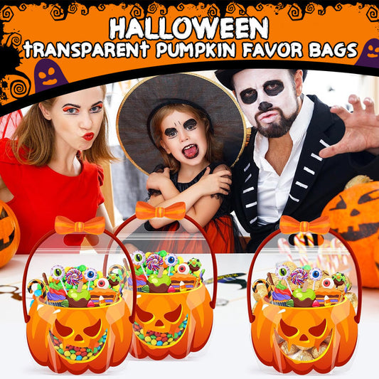 Doorzichtige Halloween-cadeautasjes in de vorm van een pompoen