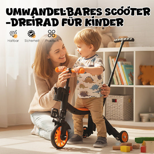Multifunctionele, ombouwbare driewielige step voor kinderen