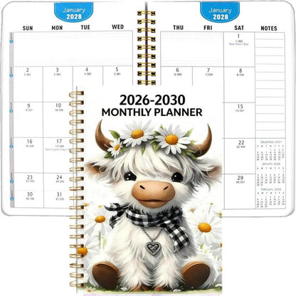 🐮 Maandplanner 2026–2030 ✨ Schattige Highland-koe 5-jaarskalender | Grote maandvakken voor langetermijnplanning