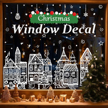 Kerstdorp-set met raamstickers