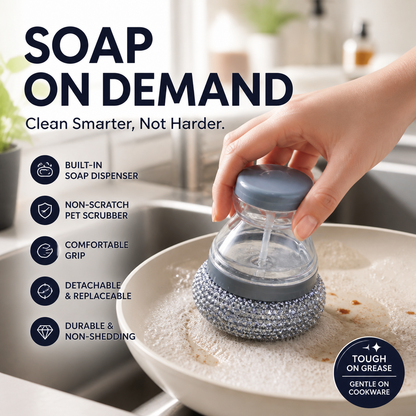 🥳UITVERKOOP🥳💞MEER DAN 10.000 VERKOCHT! Schrobborstel! Met ingebouwde zeep, krasvrij en ergonomisch. Maak pannen gemakkelijk schoon – haal de jouwe nu! ✅
