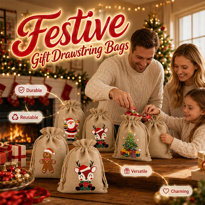 🎄⛄Losse snoepjes en cadeautjes netjes verpakt in seconden – Kerst Jute Cadeauzakjes met Trekkoord 🎁🎄