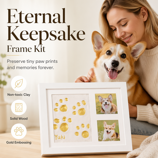 🐾 50% KORTING! DIY-herinneringsset voor pootafdrukken van huisdieren – houten lijst, zachte klei & ruimte voor een foto – bewaar een dierbare herinnering voor altijd 🖼️🐱
