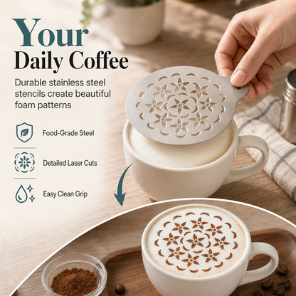 Roestvrijstalen sjabloon voor latte art