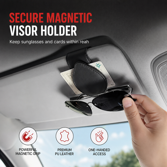 Universele draagbare zonnebrilhouder voor in de auto & clip voor kaartjes en pasjes