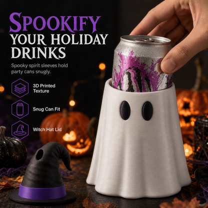 3D-geprinte Halloween-blikjeshouder met deksel in de vorm van een heksenhoed