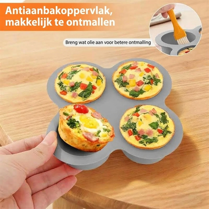 🎁 Siliconen Taartvorm met 4 Holtes – Antiaanbak & Vaatwasserbestendig 🍰✨
