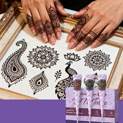 Complete 3-kleuren henna-tatoeageset