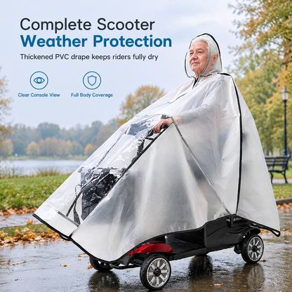 🌧️ 50% KORTING – Waterdichte Regenhoes voor Scootmobiel | Extra Lang Model met Transparant Dashboardvenster
